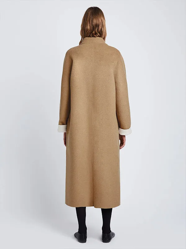 Reversible Double Face Coat in Camel/Off White