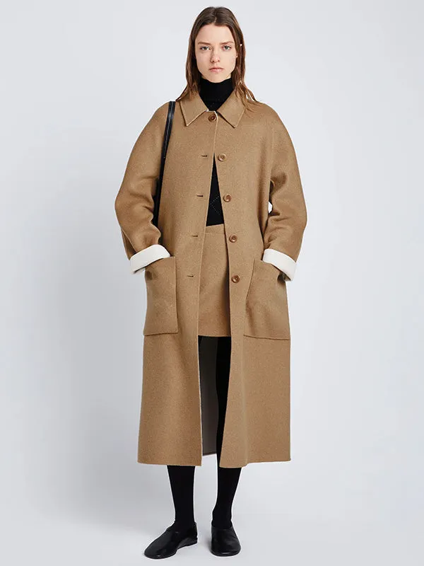 Reversible Double Face Coat in Camel/Off White