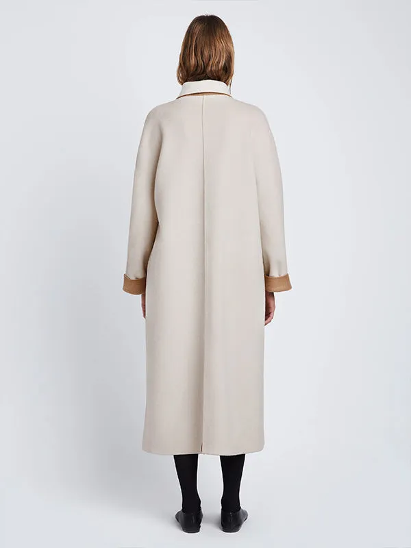 Reversible Double Face Coat in Camel/Off White