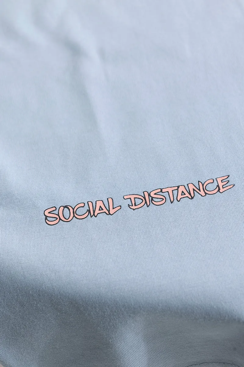 Social Blue Oversized T-Shirt