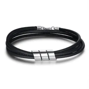 Stainless Steel Leather Bracelet For Men