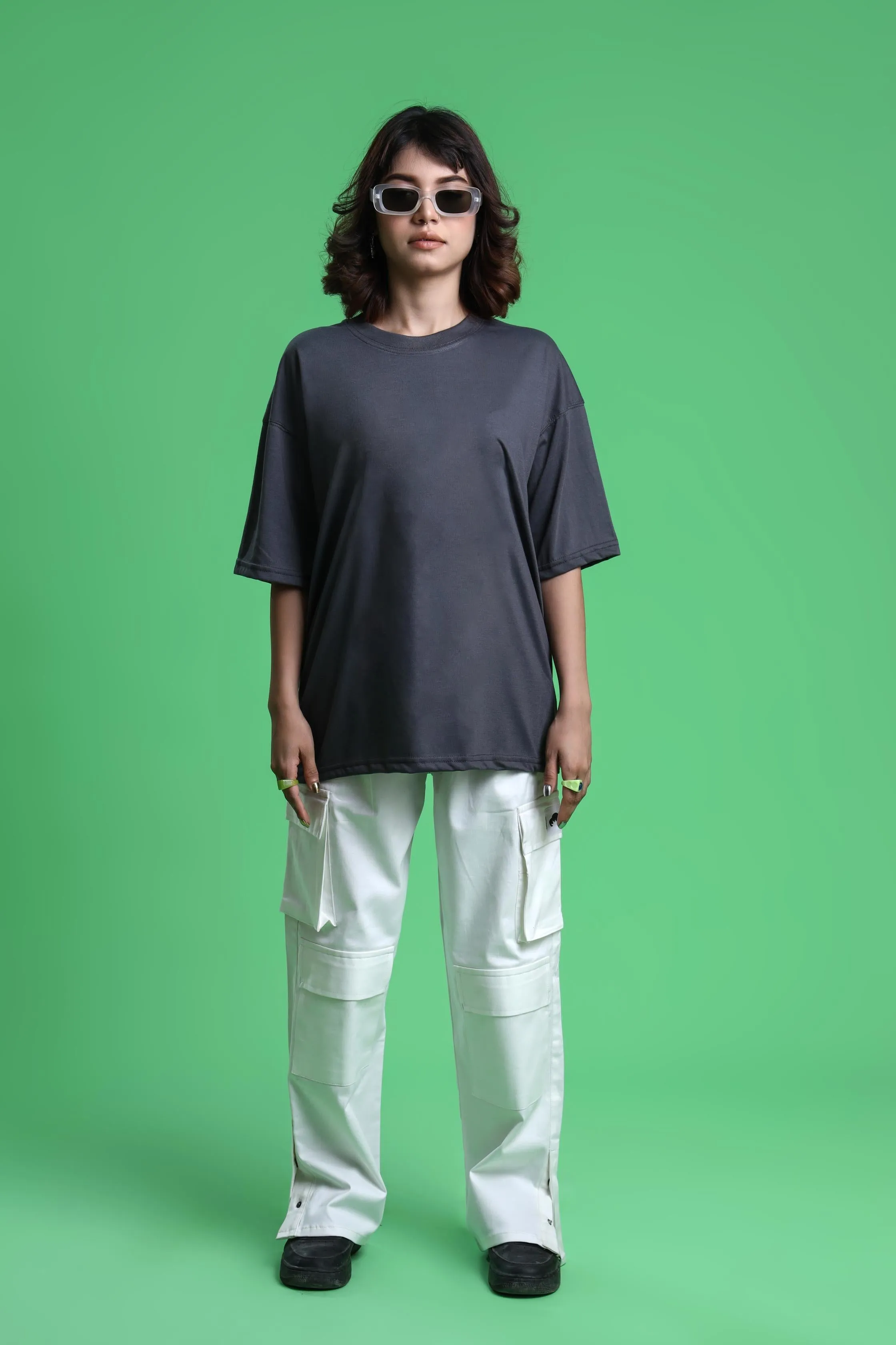 STEEL GRAY OVERSIZED BASIC T-SHIRT