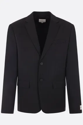 tailored single-breasted wool jacket with logo label