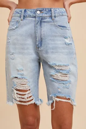 The Brekiya Distressed Bermuda Jean Shorts