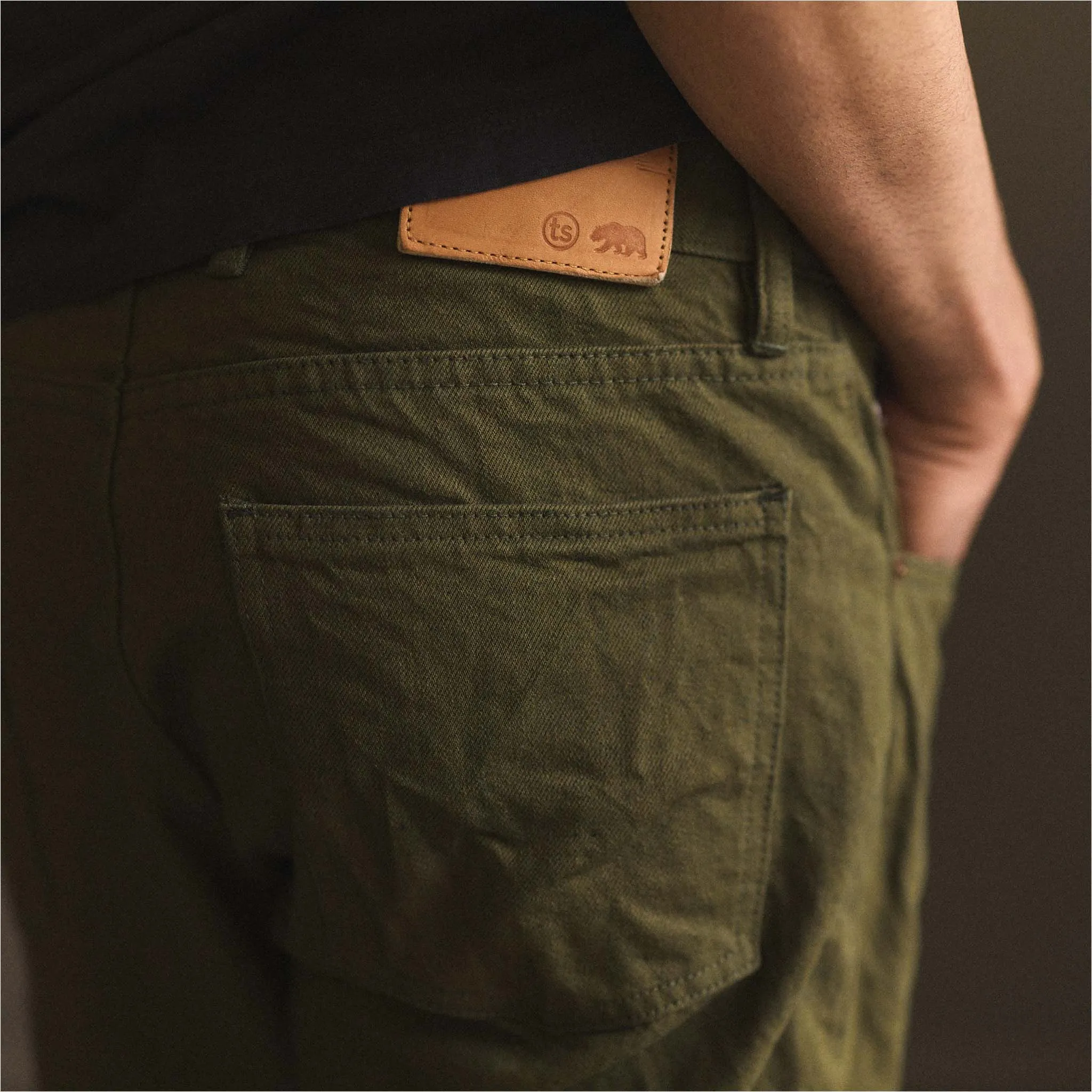 The Slim Jean in Olive Nihon Menpu Selvage