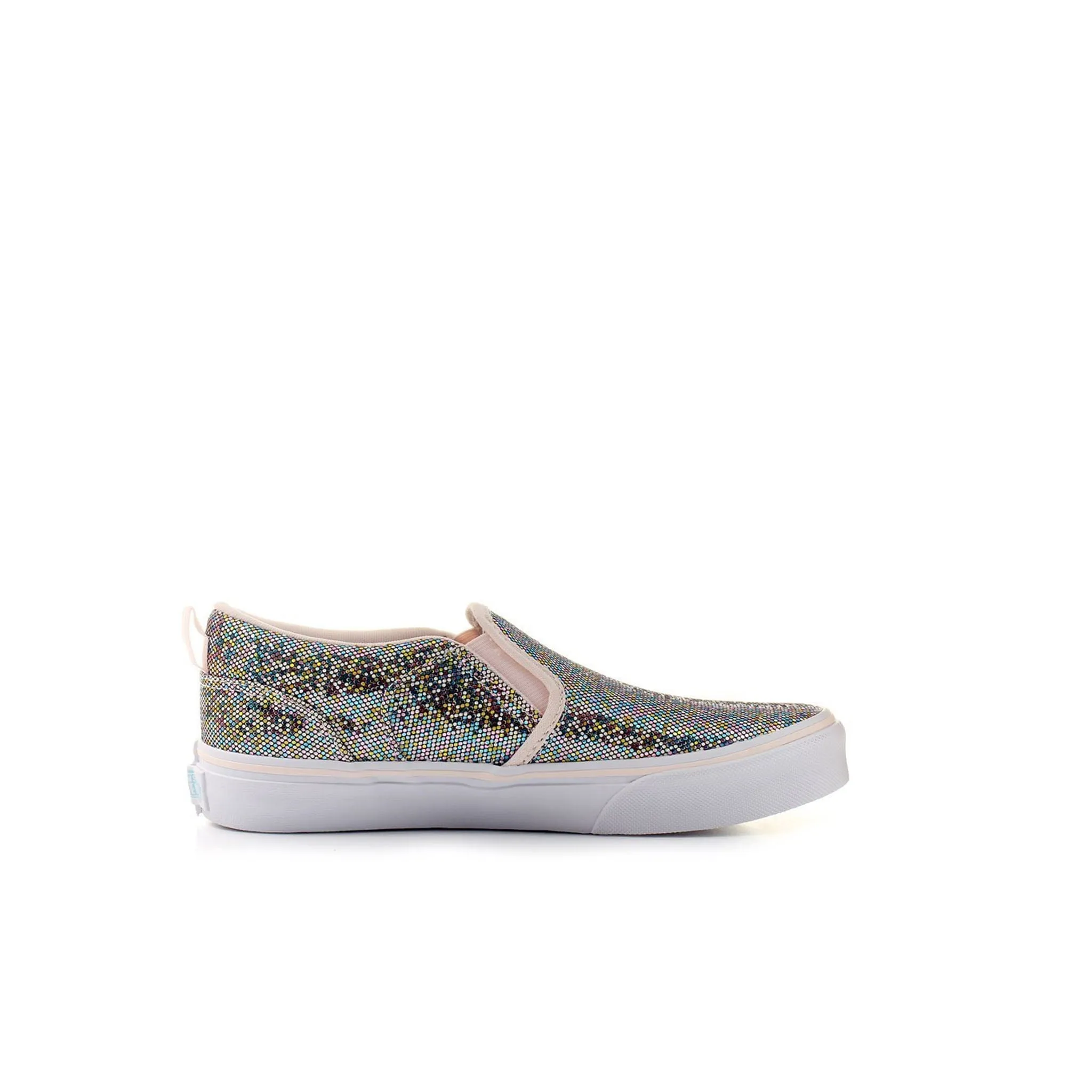 Vans Asher Glitter Slip-On Gold Synthetic Womens Plimsolls 38DSMND