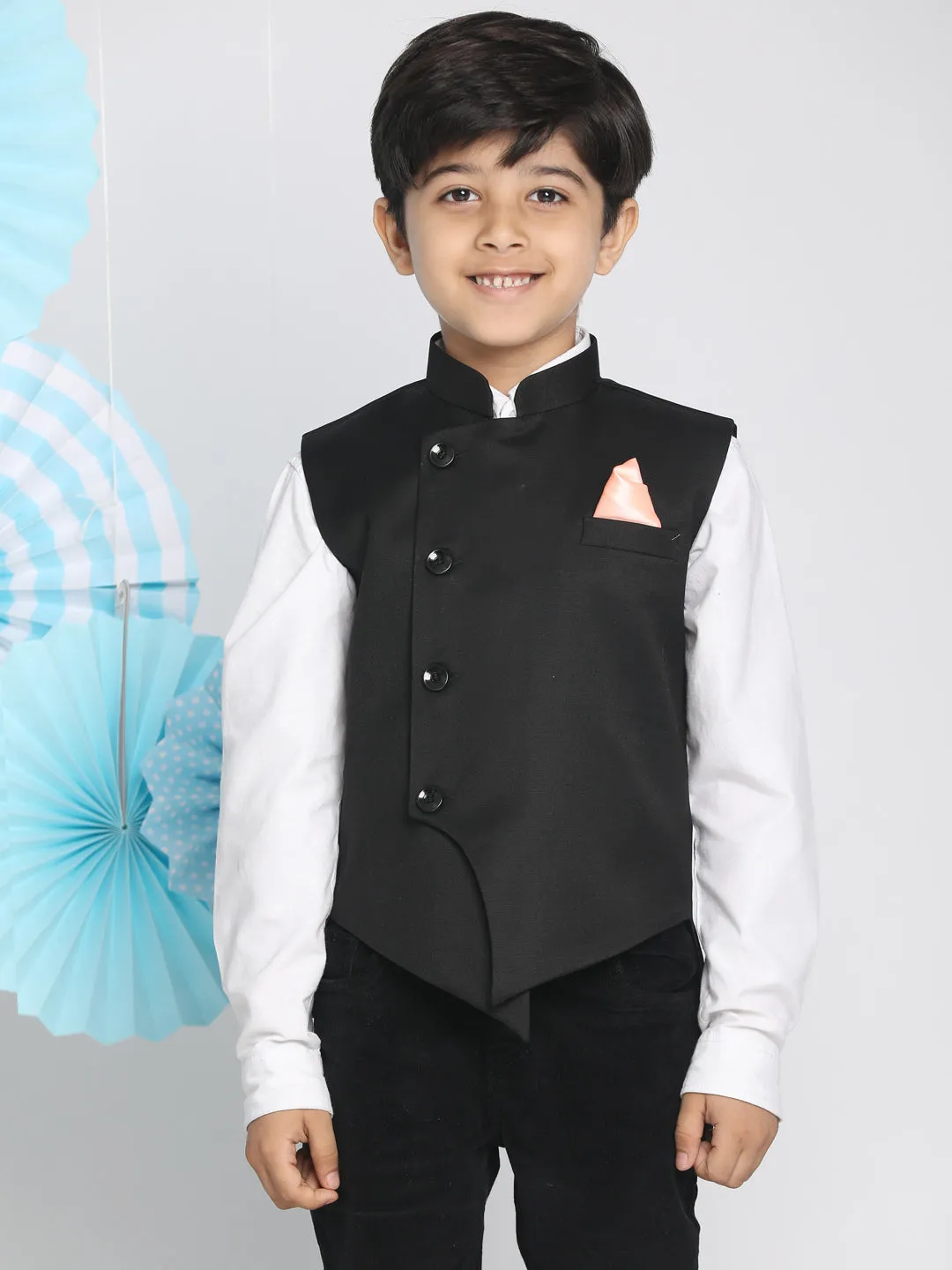 Vastramay Baap Beta Cotton Blend Black Jacket