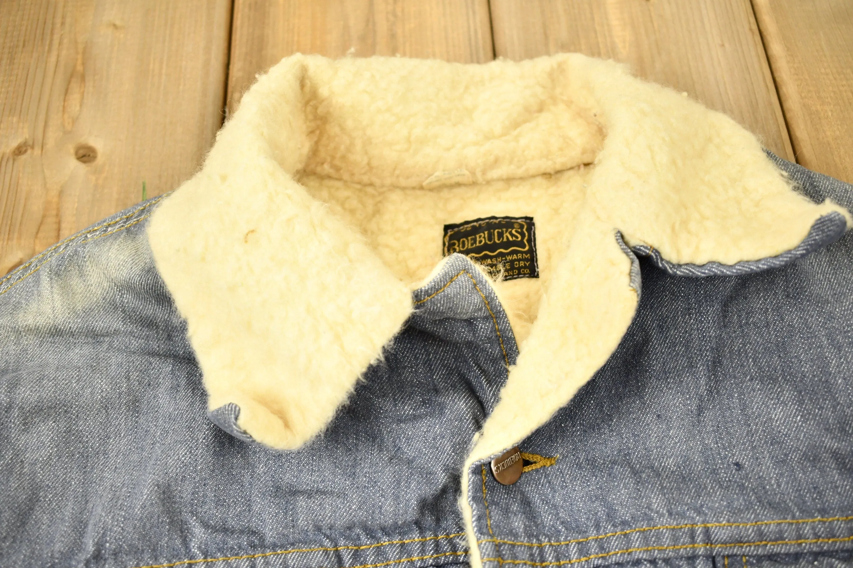 Vintage 1970s Genuine Roebucks Shearling Collar Jean Jacket / Button Up / True Vintage / Vintage Outerwear / Fall Jacket / 1970s Jacket