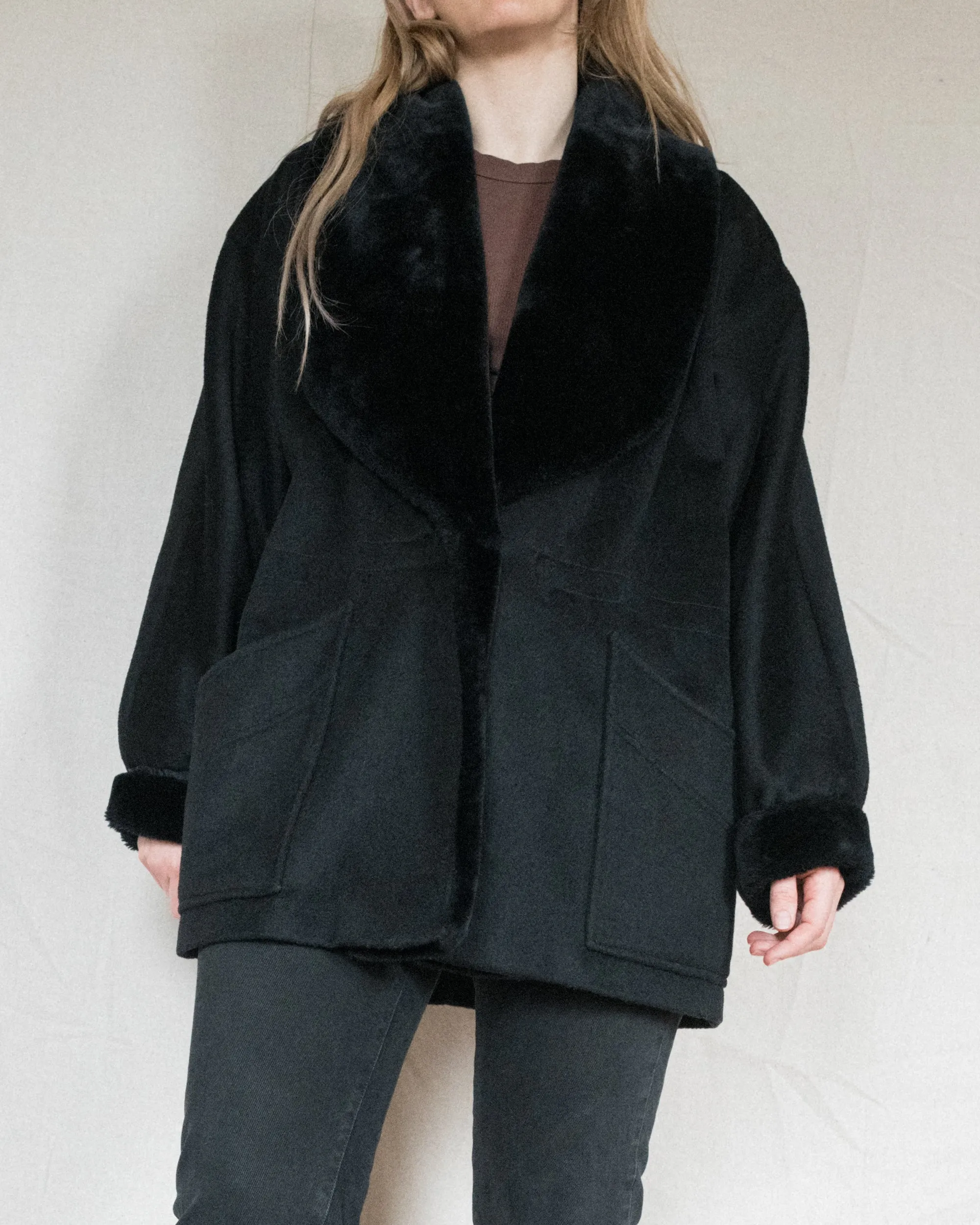 Vintage Black Wool Jacket (M)