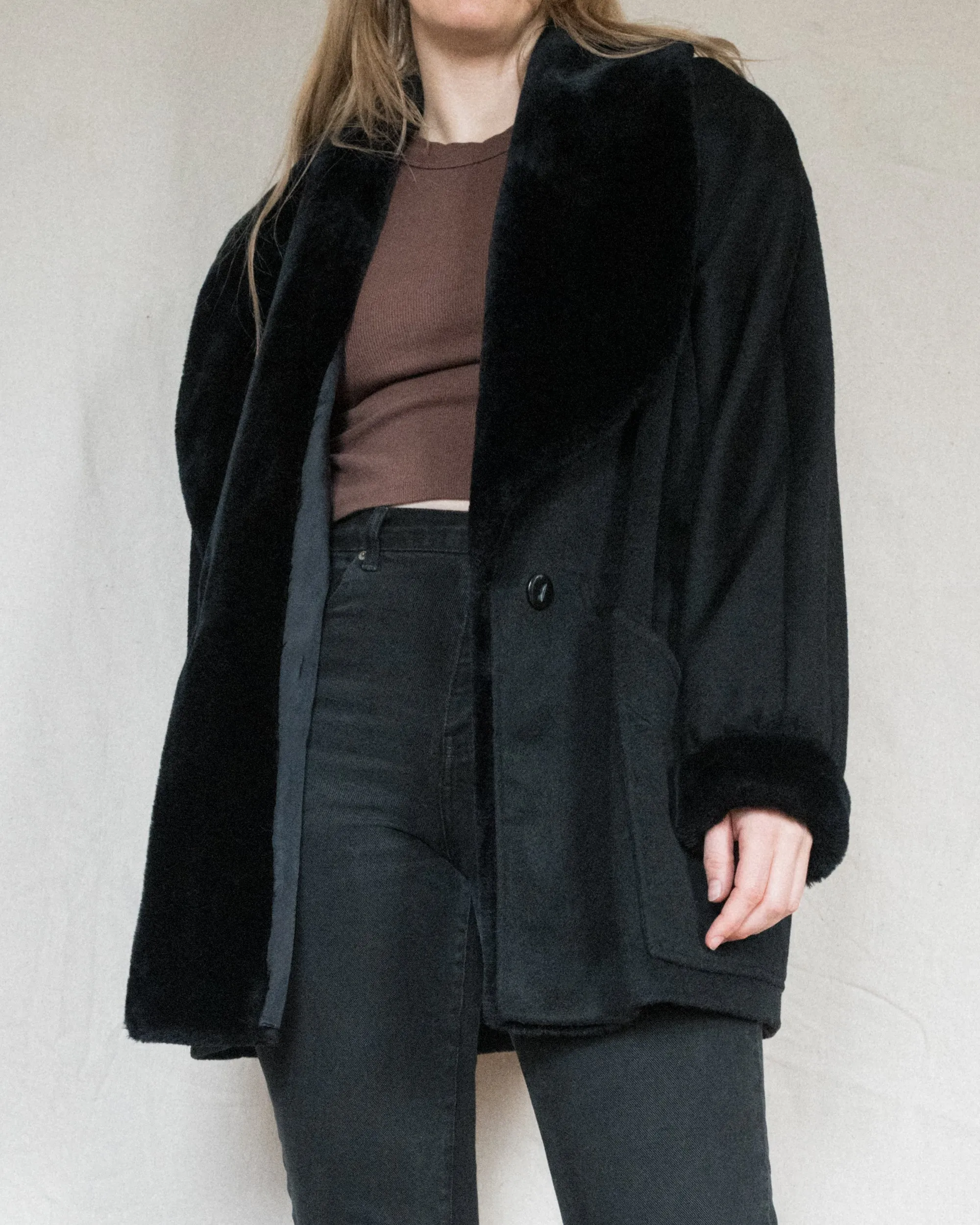 Vintage Black Wool Jacket (M)