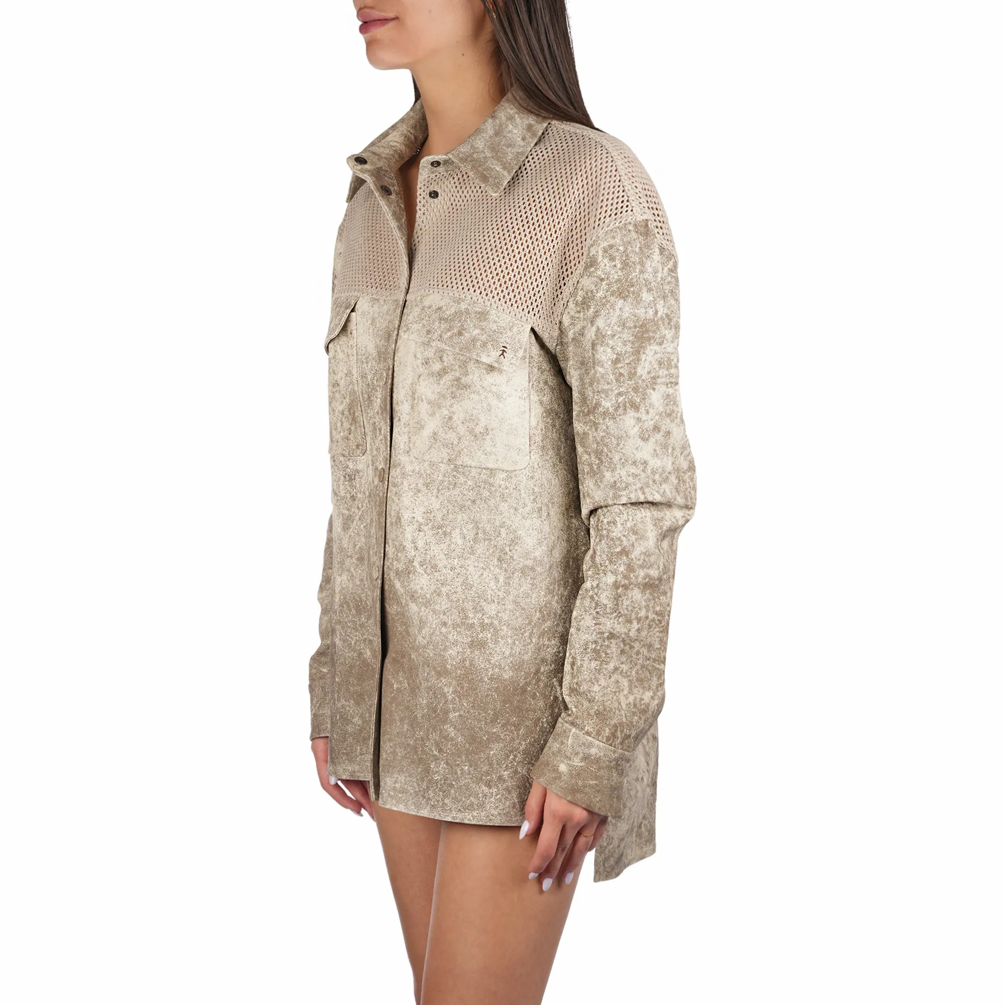 Vintage Leather Shirt Beige