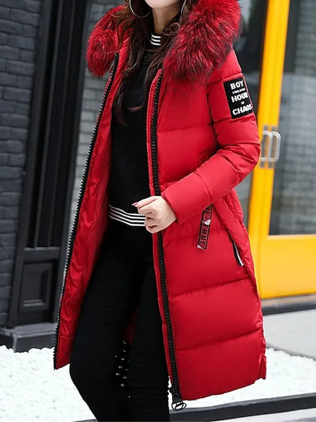 Windproof Women's Long Parka Jacket for Valentine's Day and Winter